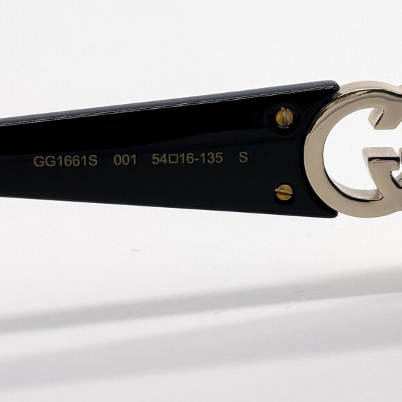 NEW GUCCI GG1661S 001 OVAL BLACK  WOMEN SUNGLASSES GUCCI - Picture 11 of 13